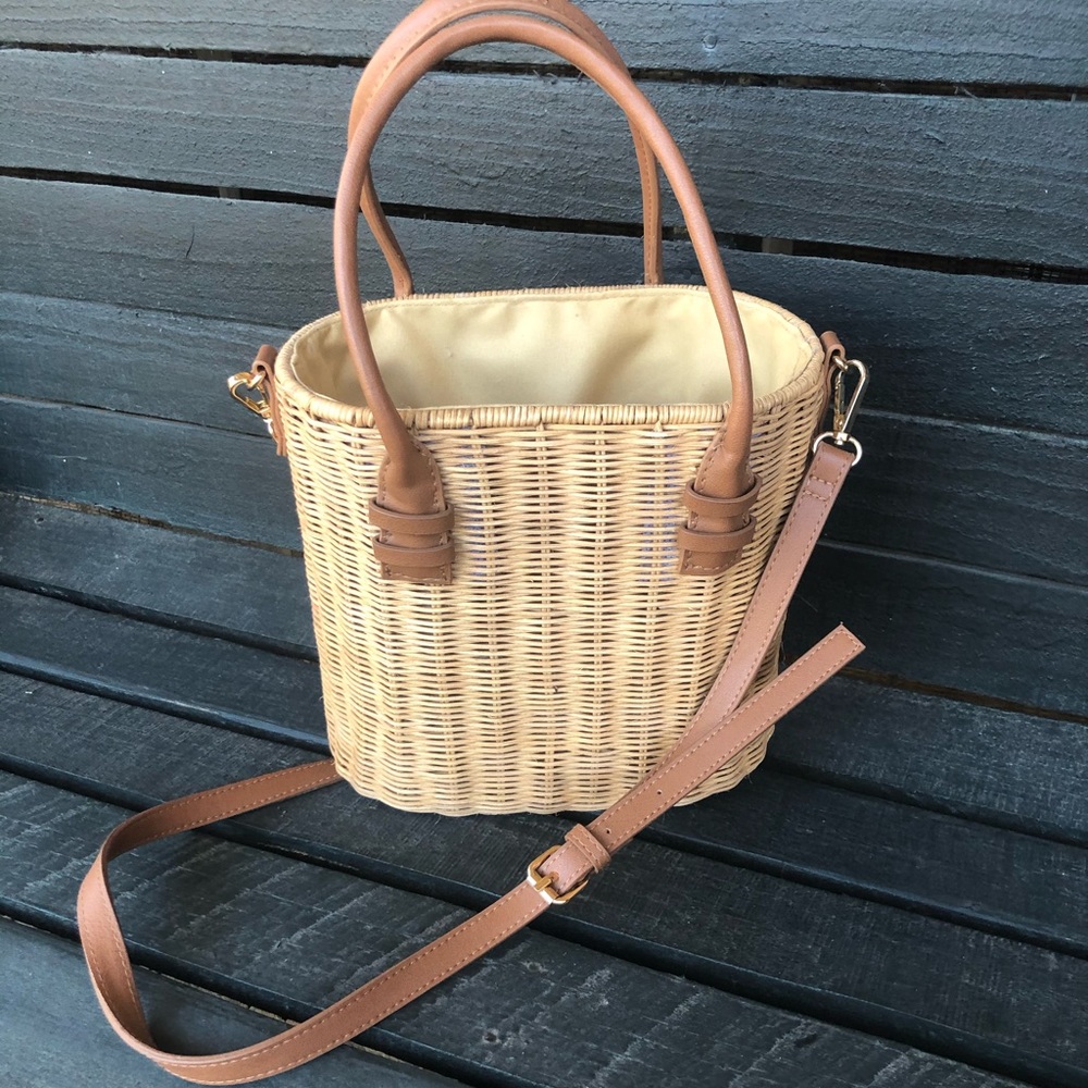 Alfani Rattan Bucket Bag